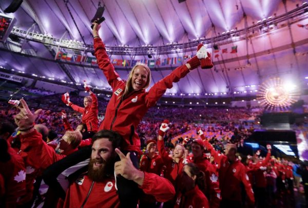 Canadian athletes in celebration-mode