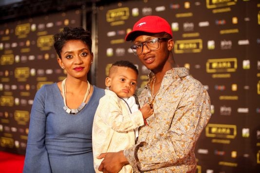 The artist Mtee (R) and his wife at the red carpet during the MAMA 2016, in Johannesburg, South Africa on October 22nd, 2016