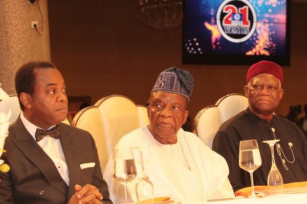 From left: Former Cross Rivers State Governor, Mr. Donald Duke; Chairman, Doyin Group of Companies, Prince Samuel Adedoyin and Former Minister of Foreign Affairs, Gen. Ike Nwachukwu (rtd).