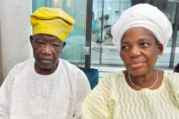 Former Governor of Lagos State, Alhaji Lateef Jakande and wife, Alhaja Abimbola Sikirat....