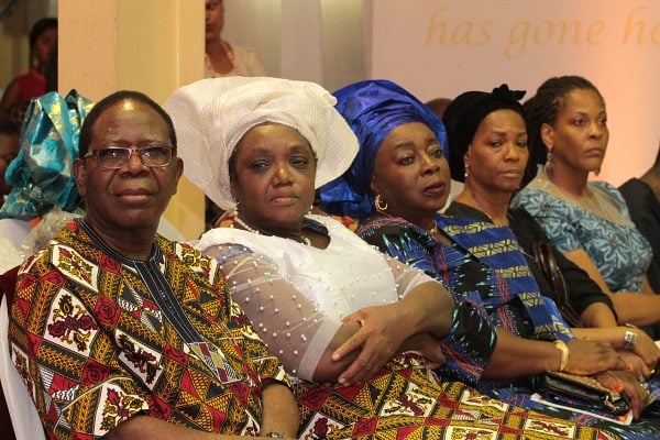 From left: Mr. Ignatius Vaughan Edema; Mrs. Jero Ibru; Hon. Olivia Agbajoh; Mrs. Violet Hecksher and Ms. Tara Hecksher...at the service of songs for late Olorogun Michael Onajirhebe Ibru, held at Harbour Point, Victoria Island in Lagos yesterday..PHOTO BY AKINWUNMI IBRAHIM