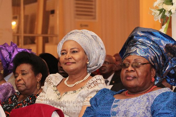 From left: Dr. (Mrs.) Helen Ekwueme; Mrs. Lucy Lawrence and Mrs. Tobi Odunaiya.at the service of songs for late Olorogun Michael Onajirhebe Ibru, held at Harbour Point, Victoria Island in Lagos yesterday..PHOTO BY AKINWUNMI IBRAHIM