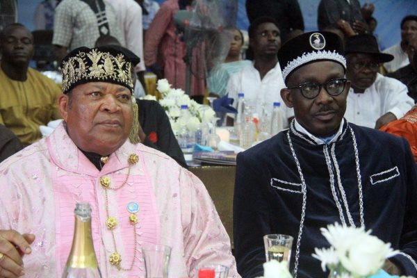 L-R King Dandeson Douglas, Amayanabo of Opobo/Chairman, Rivers State Traditional Rulers Council and King Edward Asimini, Amayanabo of Grand Bonny during the Rivers State Golden Jubilee Awards and houours Night Weekend in Port Harcourt. Photo: Nwankpa Chijioke