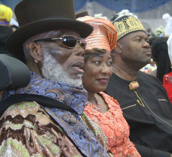 L-R High Chief O.B Lulu Briggs Founder, Moni Pulo Ltd, his Wife Seinye Lulu Briggs and Sen John Mbata, MD Monier Construction Company during the Rivers State Golden Jubilee Awards and houours Night Weekend in Port Harcourt. Photo: Nwankpa Chijioke