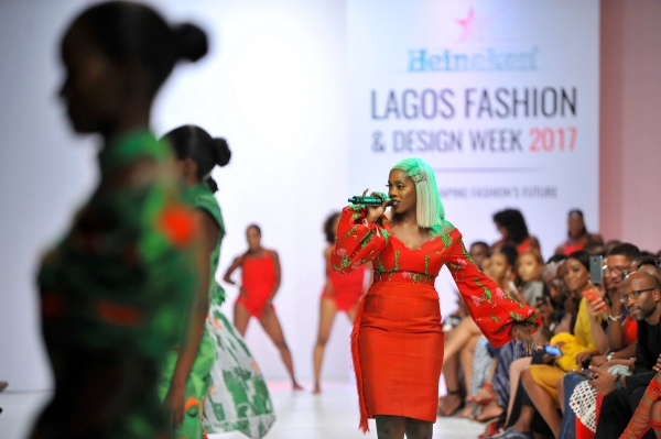 africa inspiredTiwa Savage performing during the presentaion of the Africa Inspired Fashion by Heineken at the Heineken Lagos Fashion and Design Week 2017