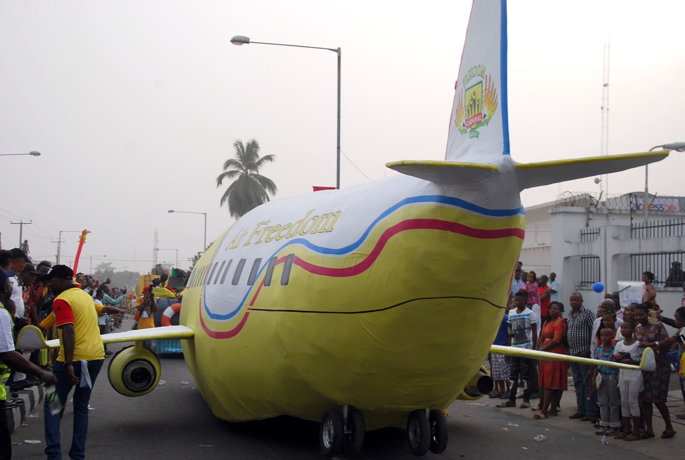 A Dummy Aircraft designed by Freedom Band during the Main Event of the 2017 Carnival Calabar in Cross River State Yesterday. Photo: Nwankpa Chijioke