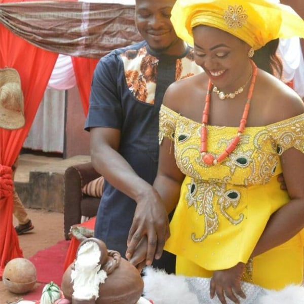 Amedu and Ijeoma on their traditional wedding day