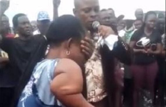 TRENDING VIDEO: Two Nigerian pastors accused of using a woman for same miracle