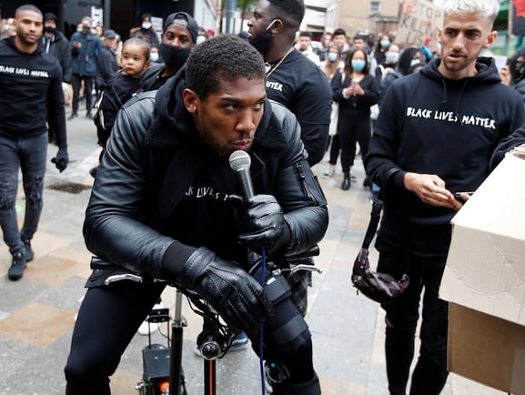 Anthony Joshua speaks out at Black Lives Matter protest