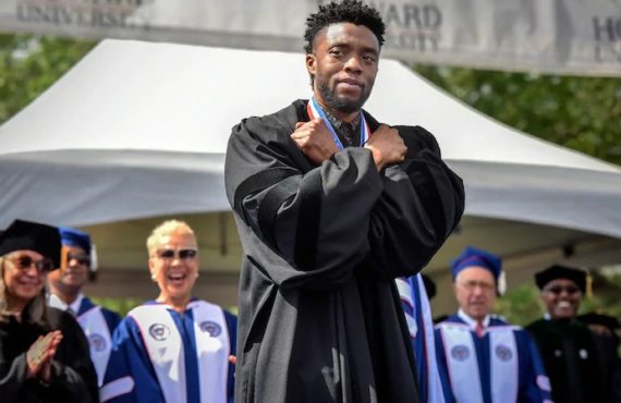 Chadwick Boseman gives 'Wakanda Forever' salute at Howard graduation
