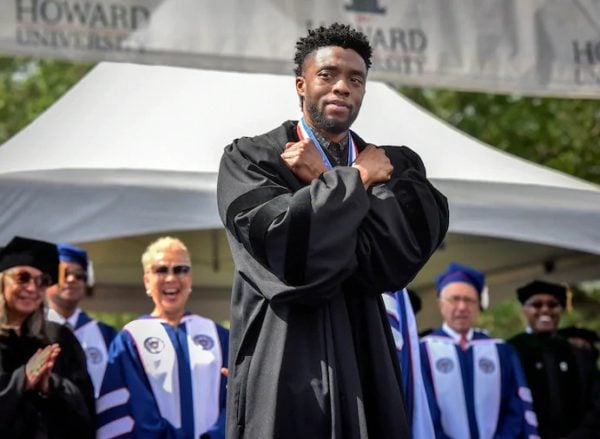 Chadwick Boseman gives 'Wakanda Forever' salute at Howard graduation
