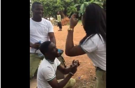 TRENDING VIDEO: Corps member feigns illness to propose to girlfriend during POP