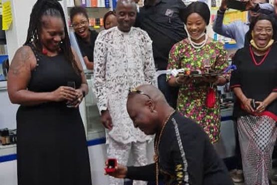 VIDEO: Charly Boy proposes to wife for the 'fourth time in 45 years'