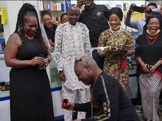VIDEO: Charly Boy proposes to wife for the 'fourth time in 45 years'