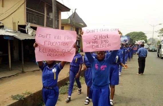 PHOTOS: How students of Rochas Okorocha's school protested in Imo