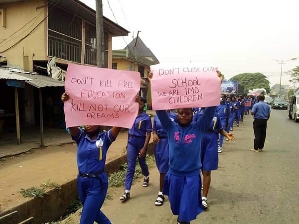 PHOTOS: How students of Rochas Okorocha's school protested in Imo