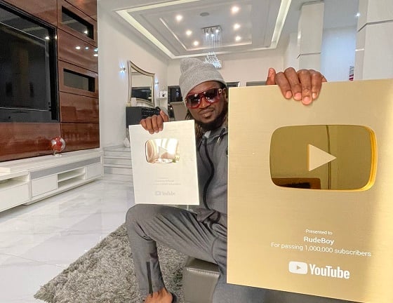 Rudeboy bags YouTube's gold plaque after hitting 1m subscribers