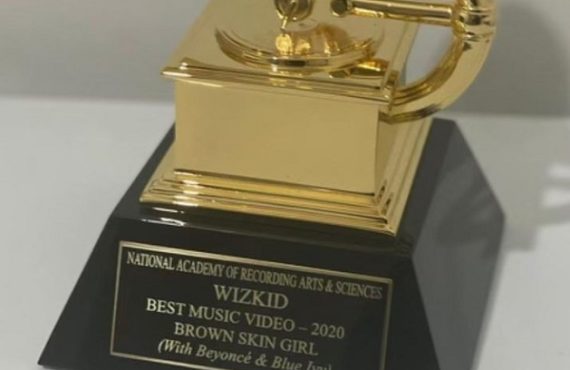Wizkid flaunts his first-ever Grammy plaque