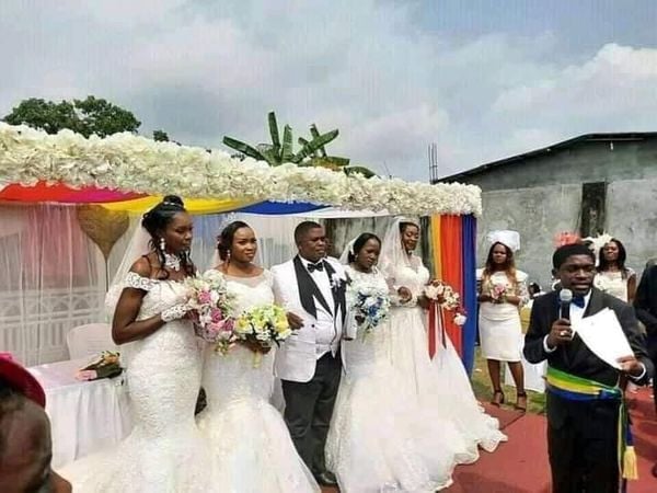 PHOTOS: Man marries four wives at once in Gabon