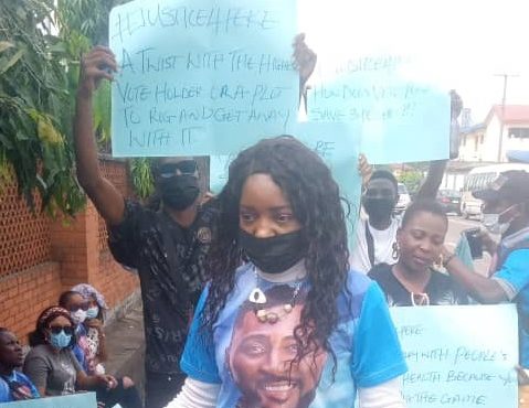 PHOTOS: Pere fans protest BBNaija's eviction twist in Lagos