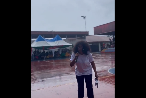 WATCH: Despite the rain, Tacha campaigns for Nigerians to get their PVC