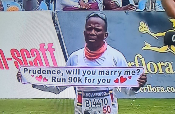 EXTRA: 57-year-old man runs 90km race to propose to girlfriend