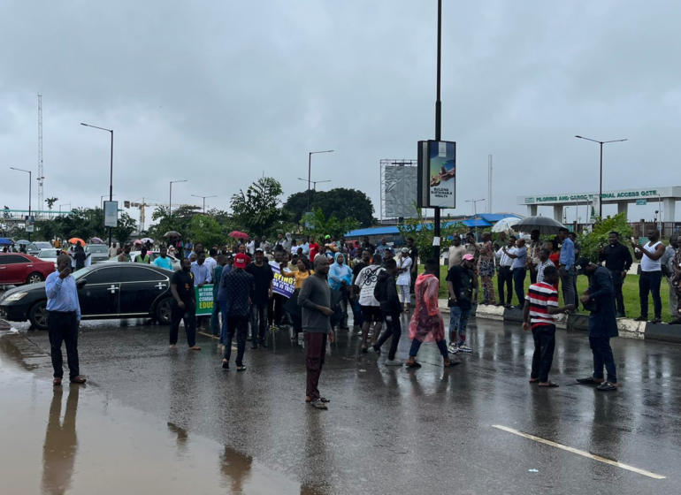 JUST IN: Gridlock as students block Lagos airport over ASUU strike