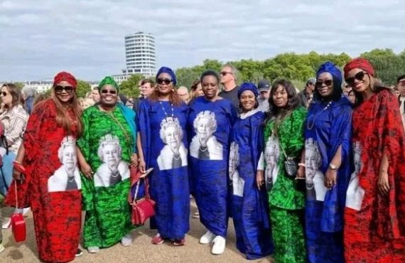 SPOTTED: Nigerian women rock ‘asoebi’ in UK for Queen Elizabeth’s burial