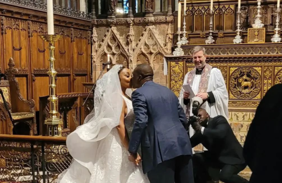WATCH: Rita Dominic, Fidelis Anosike hold white wedding in UK