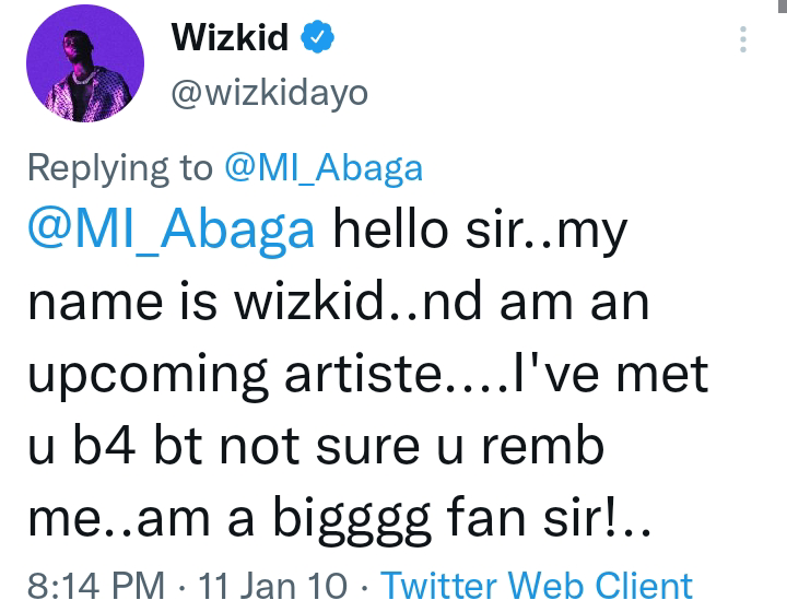 Twitter users dig up Wizkid's old post as newbie seeking MI's attention