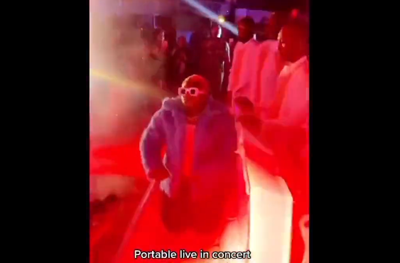 VIDEO: Drama as Portable arrives concert in coffin