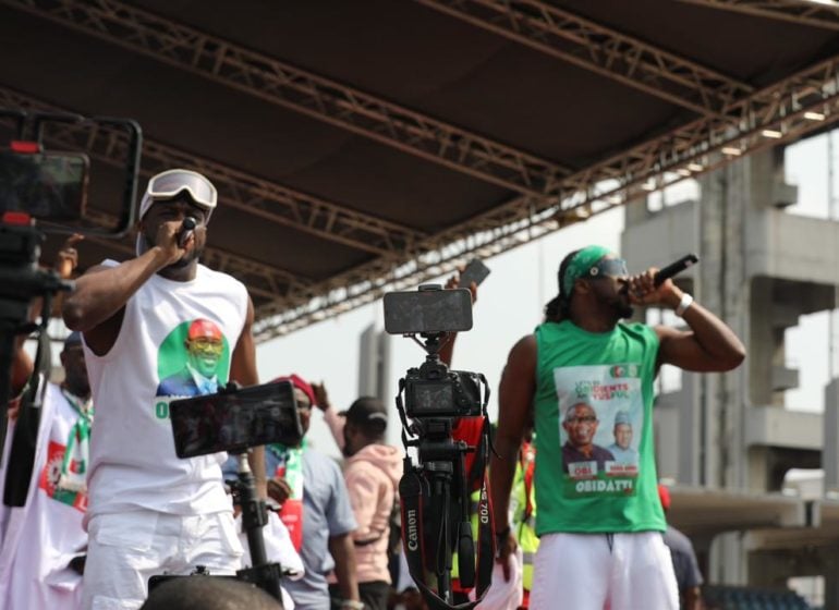 Psquare, African China perform at Peter Obi's Lagos rally