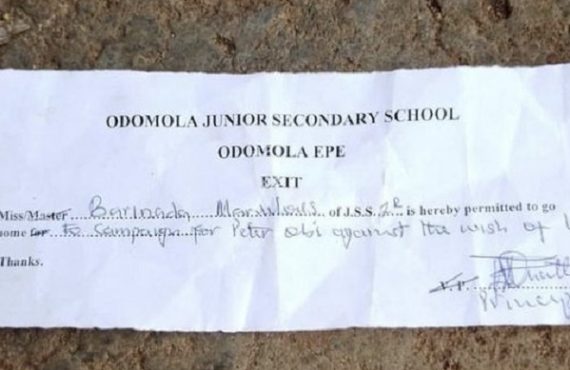 Lagos probes principal who 'sent pupil home for wrapping book with Obi's poster'
