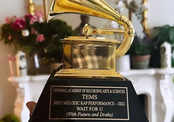Tems gets Grammy award plaque