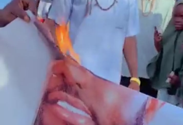 Borno youths set Davido’s banner on fire over controversial music video