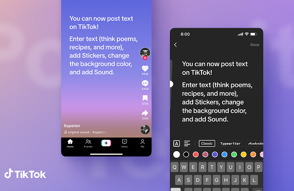 TikTok introduces text-only posts