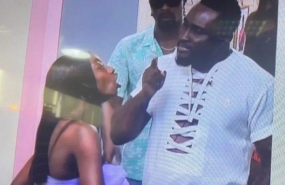 BBNaija: Pere destroys wall with fist during clash with Doyin (video)