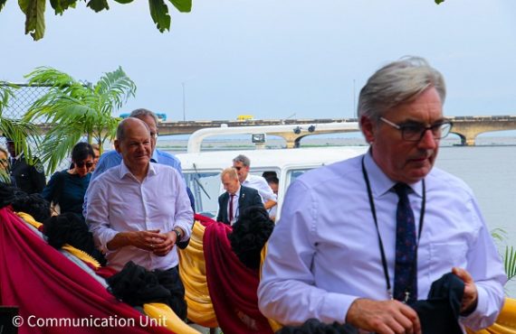 PHOTOS: German chancellor arrives UNILAG via lagoon front, visits startup incubator