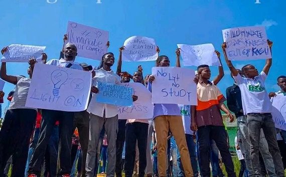 ‘No light, no exams’ — KASU students protest 5-month blackout