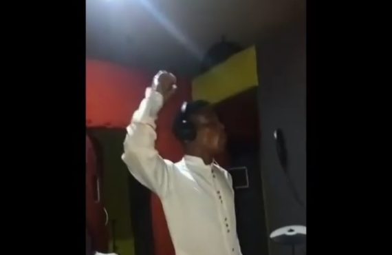 VIDEO: Mohbad's dad spotted recording song in studio