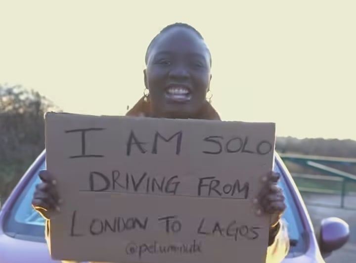 VIDEO: Nigerian lady begins solo trip from London to Lagos by car