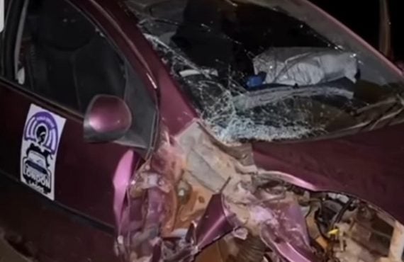 VIDEO: Lady driving from London to Lagos involves in car accident