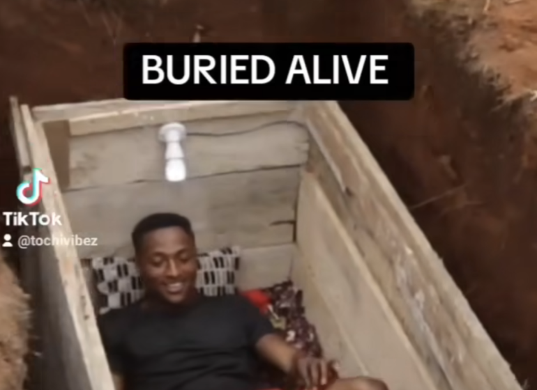 Nigerian content creator buries self in casket for 24 hours