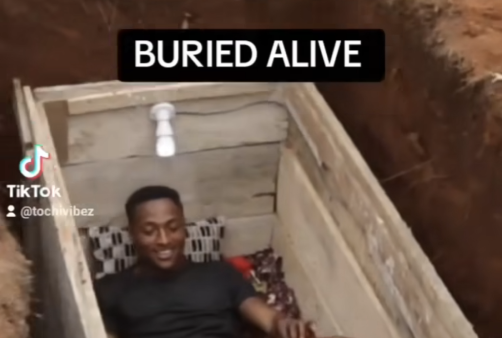 Nigerian content creator buries self in casket for 24 hours