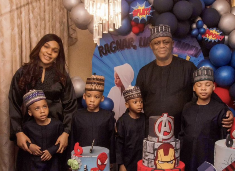 PHOTOS: Chikwendu missing as Fani-Kayode hosts birthday party for their triplets