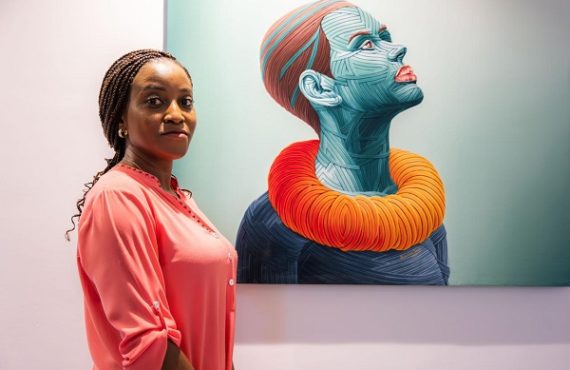 Olawunmi Banjo unveils artwork at British Airways’ renovated lounge in…