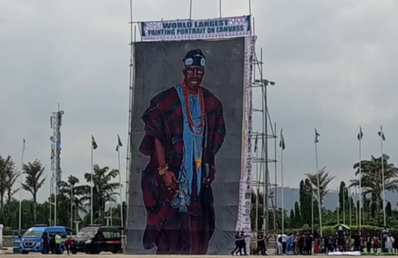 VIDEO: Extra large painting portrait of Tinubu unveiled in Abuja