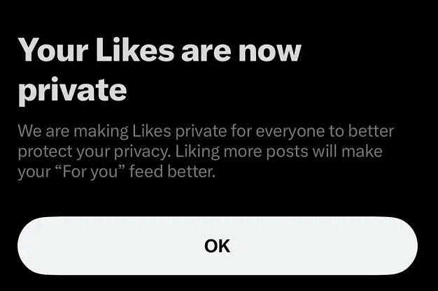 X introduces private likes for all users