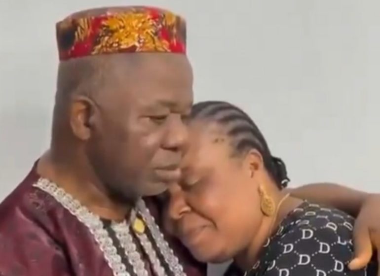 Chiwetalu hugs his wife Ngozi Agu