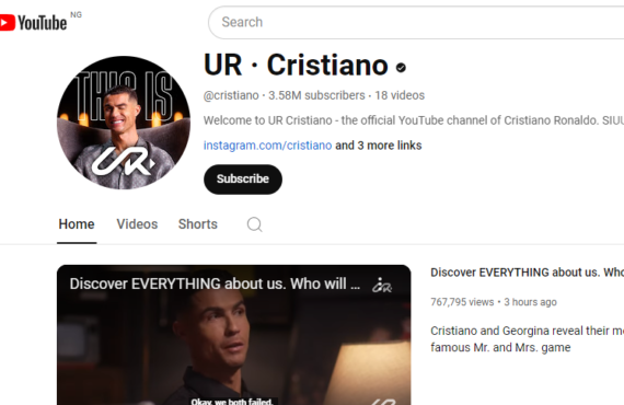 Ronaldo unveils YouTube channel